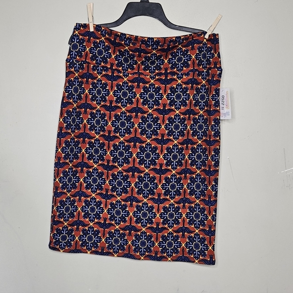 💜Lularoe Cassie Pencil Skirt 2XL Orange Blue Floral Des🌷 - Picture 2 of 5
